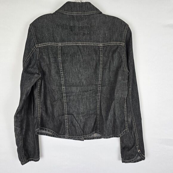Eddie Bauer Jean Jacket Women's Small Shirt Military Style Charcoal Wash Gray - Picture 5 of 11